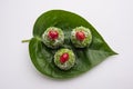 Paan Coconut Laddu is indian sweet made using betel leaves and nariyal Royalty Free Stock Photo